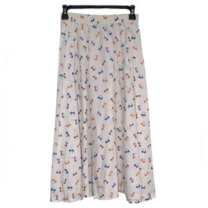 Vintage 80s Rumours California sunglass multicolor print midi skirt
